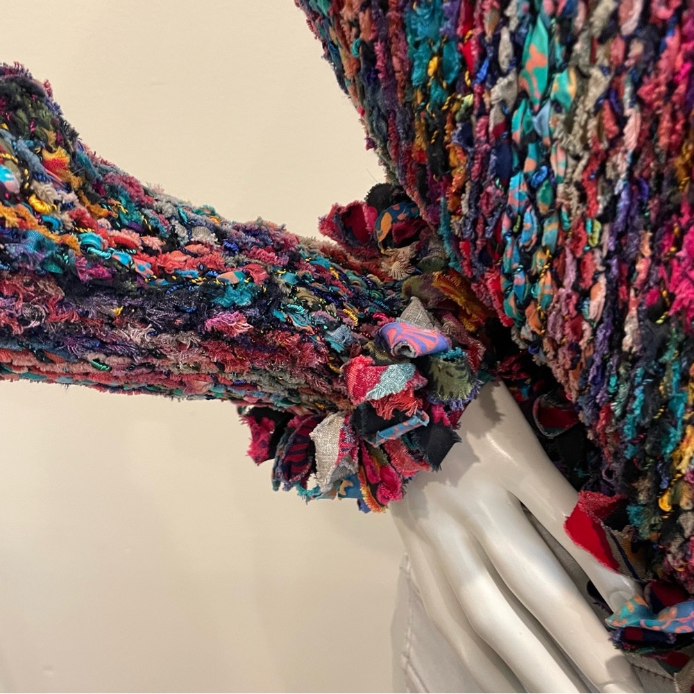 ESTELLE Vintage 80s Rainbow Cardigan Sweater Art To Wear - Picture 5 of 12